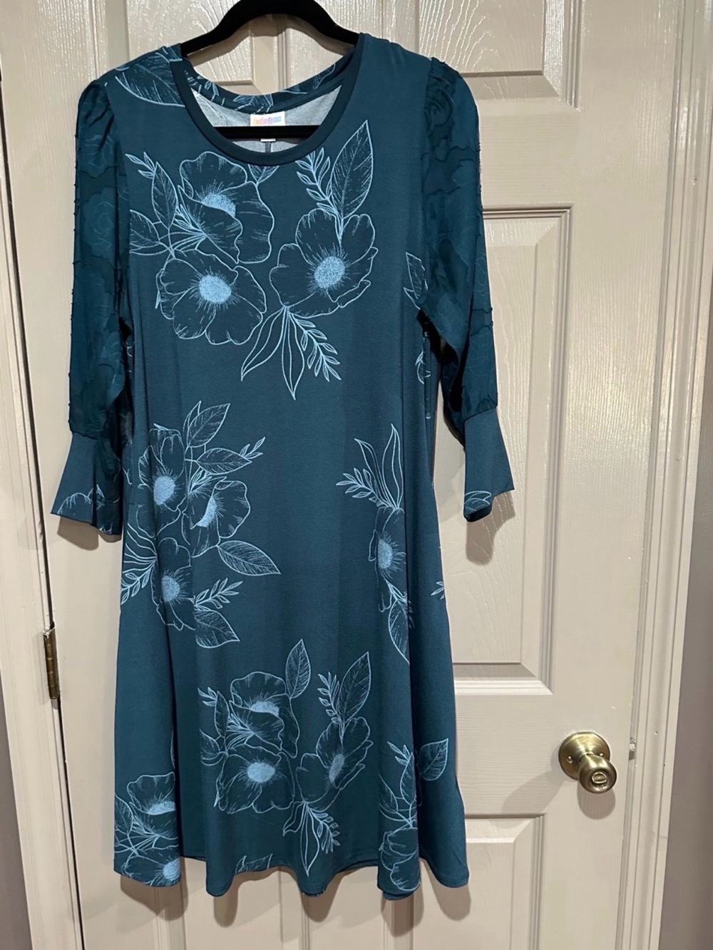 LuLaRoe Teal Floral Midi Dress